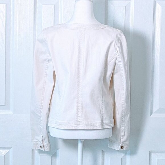 ANN TAYLOR LOFT Women's Bolero Textured Trim Jacket  Size M  Ivory  NWT - Picture 2 of 8